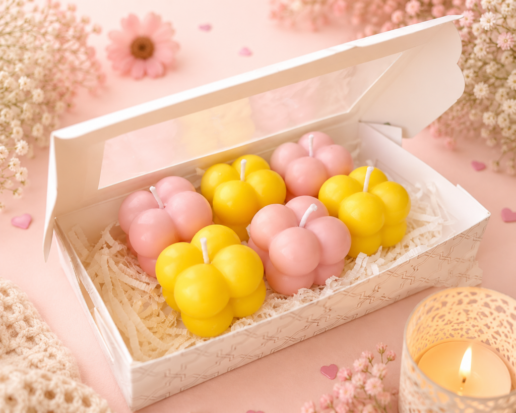 Pastel bubble candles for Ganpati decoration